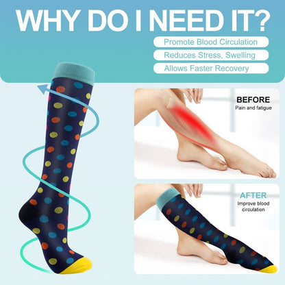 Pnosnesy Compression Socks, (2/4/6/7 Pairs) for Men & Women 15-20 mmHg is Best for Athletics, Running, Flight Travel, Support
