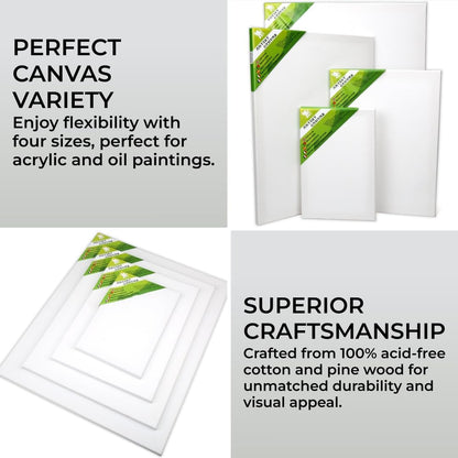 H&S Set of 4 Artist Blank Canvas Boards for Acrylic, Oil, Watercolour Painting - 20x30cm, 30x40cm, 40x50cm, 50x60cm, A1 & A2 canvas for Painting