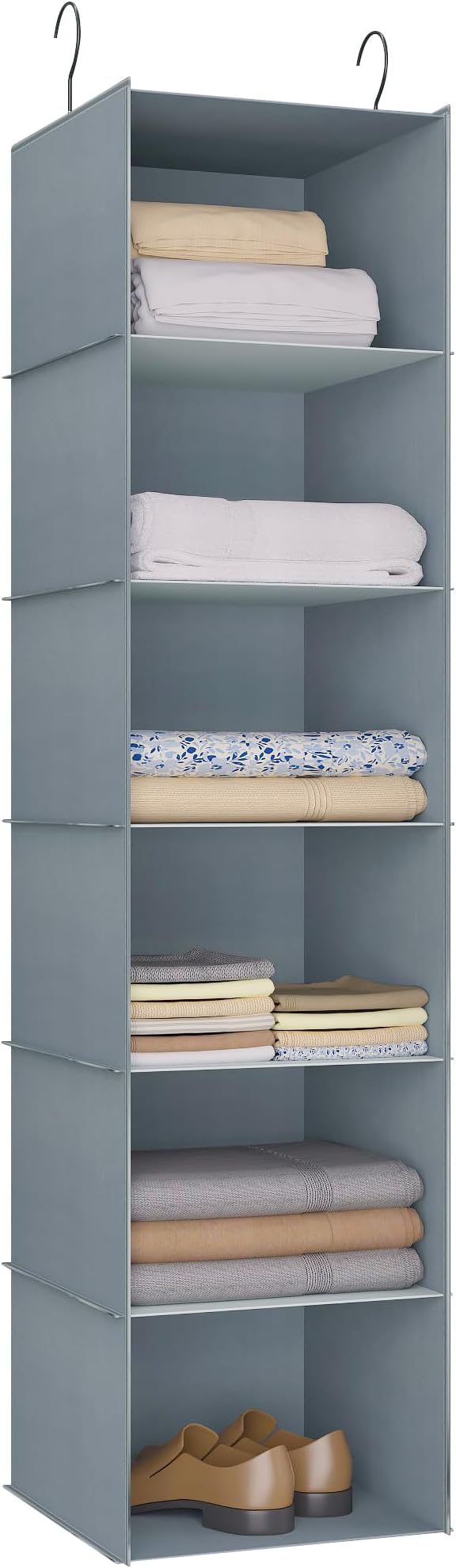 Hanging Closet Organizer and Storage 6-Shelf, Easy Mount Foldable Hanging
