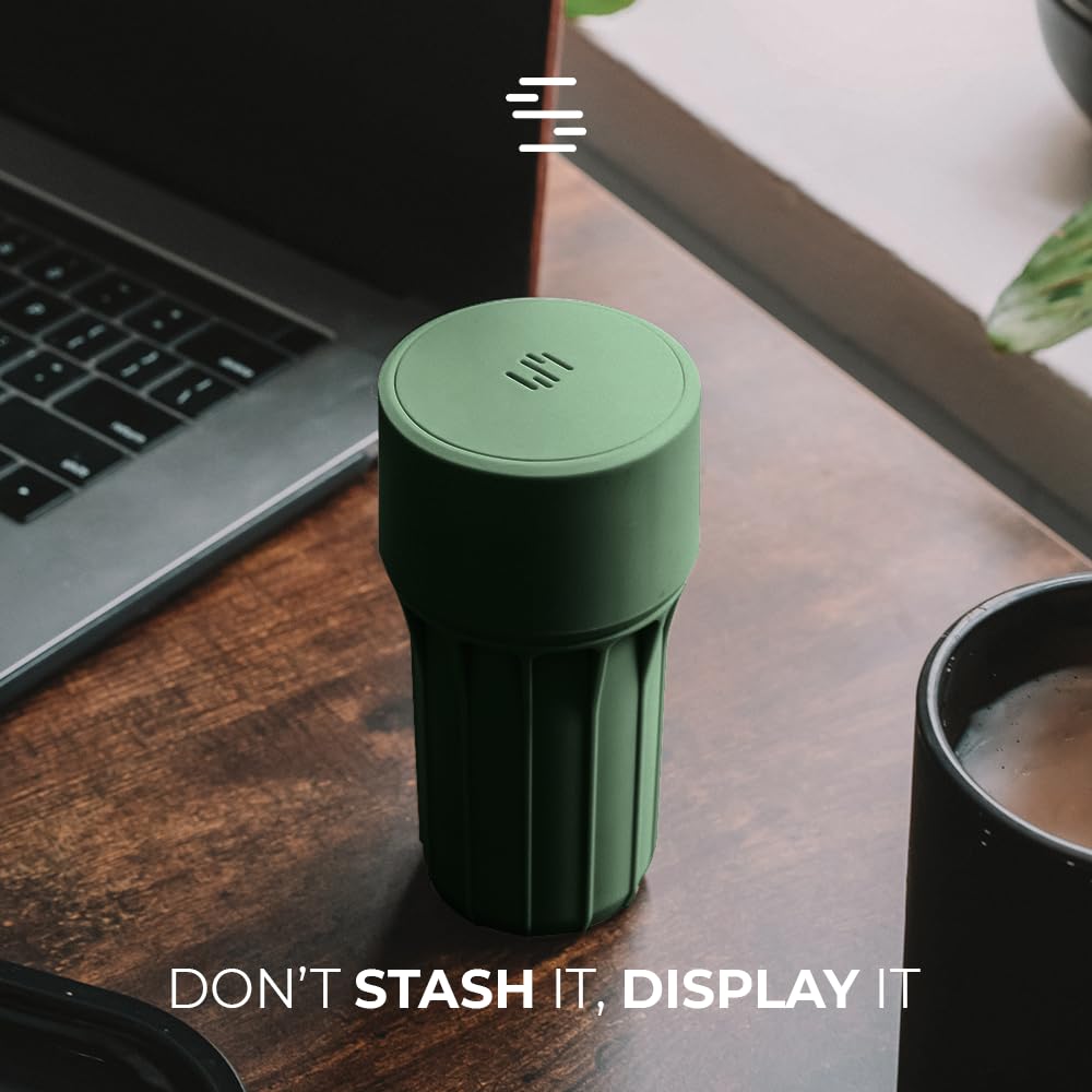 Staze Air Tight Smell Proof Container (148ml) - Vacuum Seal Jar, Waterproof Food Storage Canister, Compact & Travel-Friendly Storage Jar | Odor Resistant Jar for Coffee, Spice & Gummies - (MARSH)