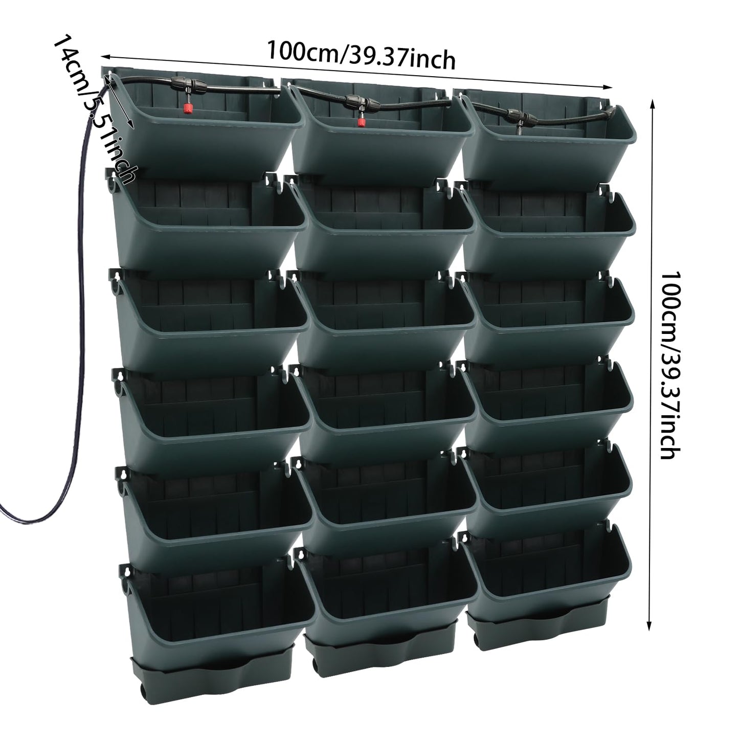 CNCEST Self-Watering Wall-Mounted Planter Indoor/Outdoor Decor,Garden Upgraded (18 Pockets) Wall Planter Indoor Vertical Living Green Wall with 18 Pots Easy Installation (Green)