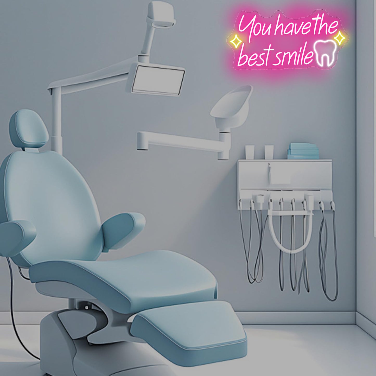 You have the best smile Neon sign, Wall Decor Dimmable Smile Neon Light Business Logo Sign, Dental clinic sign dental neon light, tooth dental care sign, Tooth & Brush Wall Art, Bathroom Wall Decor