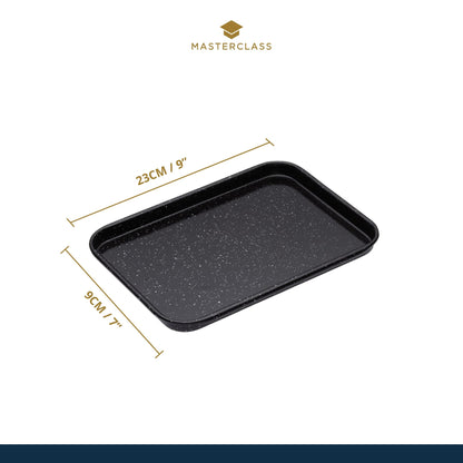 MasterClass Small Baking Tray, Scratch Resistant Vitreous Enamel and Induction Safe, 1 mm Thick Steel, 24 x 18 cm, Black