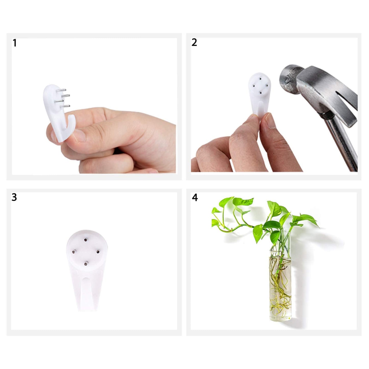 Kingbuy Wall-Mounted Plant Terrarium Propagation Station - 4 Cylinder Hanging Glass Tubes Planter for Hydroponic Plants, Indoor Wall Vases & Decorative Plant Holder Bathroom Office Living Room Decor