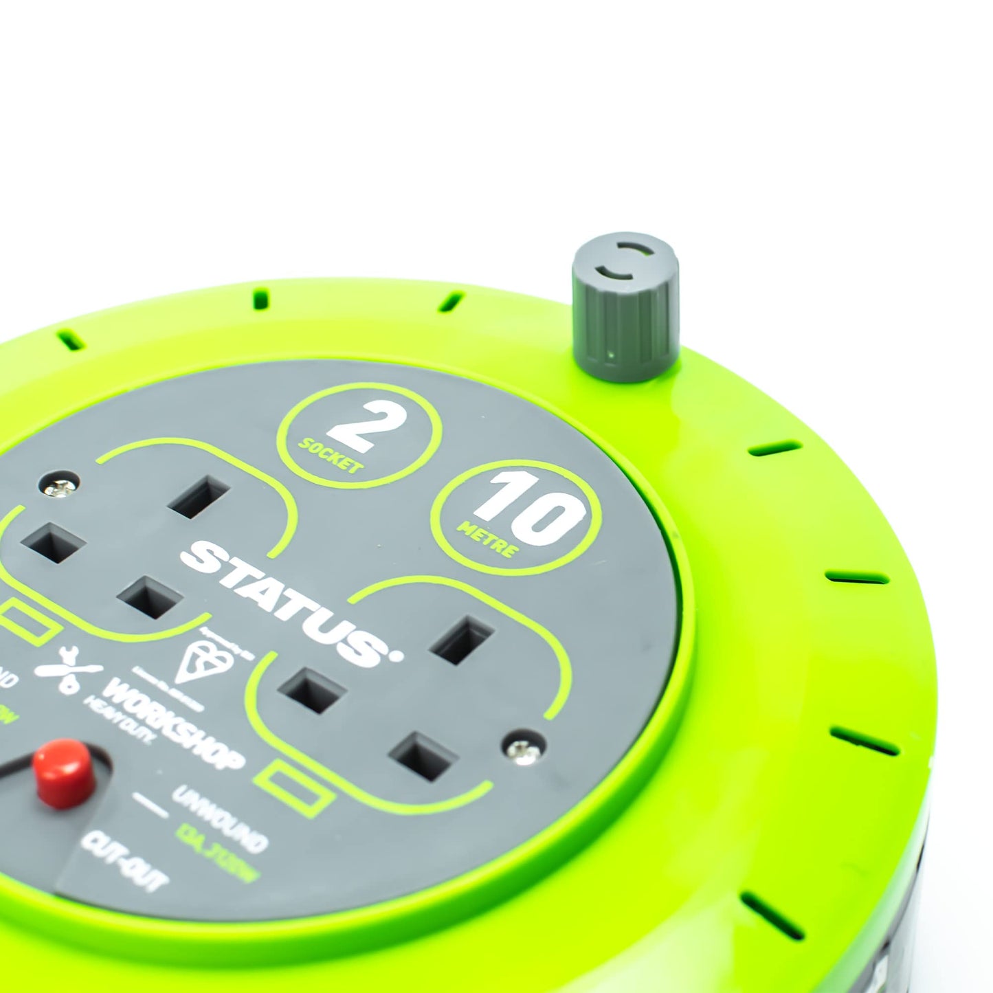 STATUS 2 Socket Cable Reel,10m Green Outdoor Extension Lead, Heavy Duty, 13 Amp, Thermal Cut Out Overload Protection, Ideal for Garden Power Tools,DIY Use, Workshop (S13A10MCR3)