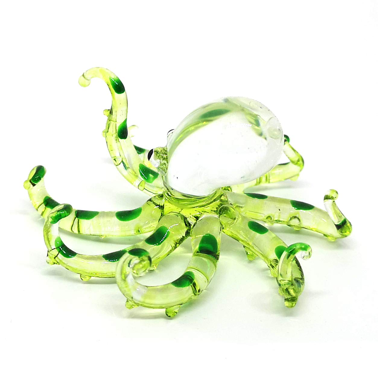 ZOOCRAFT Hand-Blown Glass Octopus Figurine, Lampwork Ocean Sculpture for Coastal Shelf & Desk Display — Artisan Gift for Marine Life Lovers, Scuba Divers & Aquarium Enthusiasts