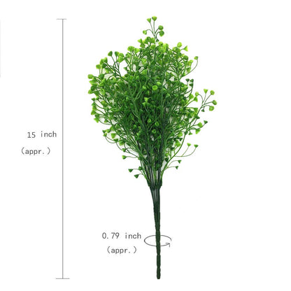 PASYOU Artificial Plants, Fake Bell Grass Flowers Plastic Greenery Lifelike Patio Yard Corridor Indoor Outdoor Home Garden Balcony Party Pot Planter Filler Table Arrangement Decoration Green 8 pcs