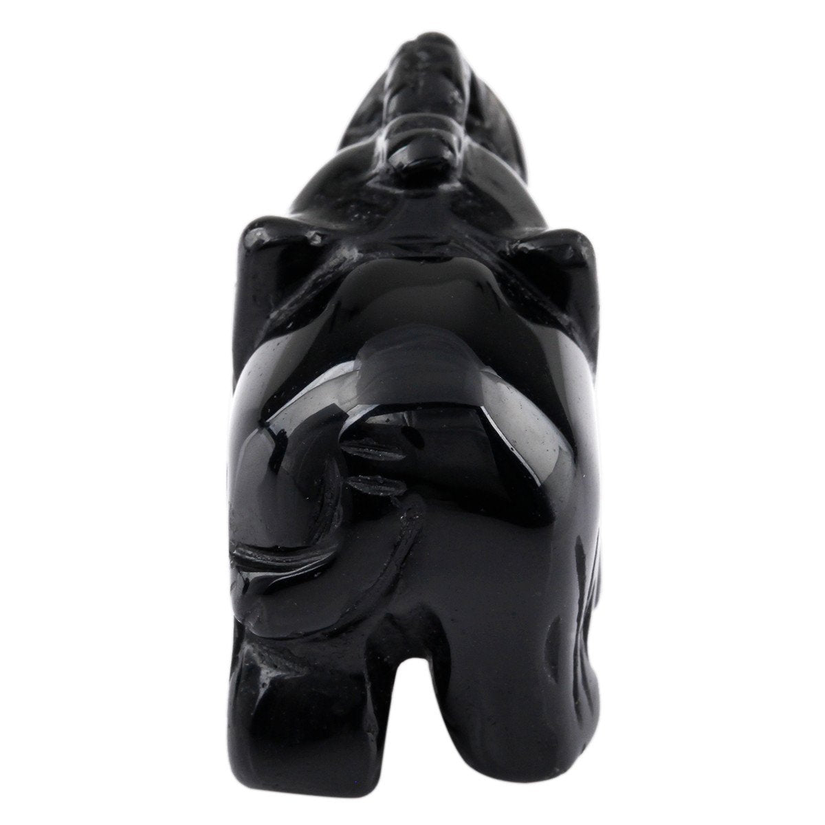 mookaitedecor Black Obsidian Crystal Elephant Sculpture Statue Crafts Healing Reiki Pocket Gemstone Figurines 1.5 Inch