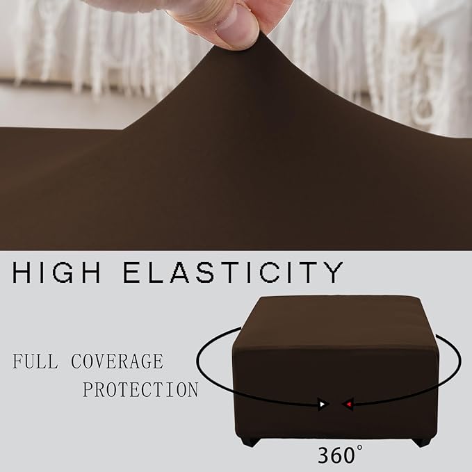 Super Stretch Ottoman Cover- Soft Form Fit Ottoman Cover Rectangular Ottoman