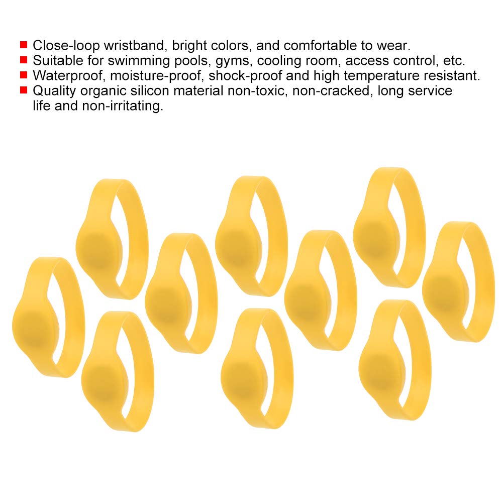 Dioche RFID Wristbands 13.56MHz Silicone Waterproof 10 Pack – Rewritable NFC IC Access Control Bracelets, Contactless Smart Wrist Bands for Gym Pool Sauna Hotel Events, Durable Reusable Entry Bands
