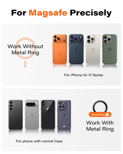 APPS2Car Magnetic Phone Holder for Gym, Alloy Base & Ball Joint, Attach to Metal Surfaces, Dual Magnet Phone Mount for MagSafe iPhone 12-17 Series