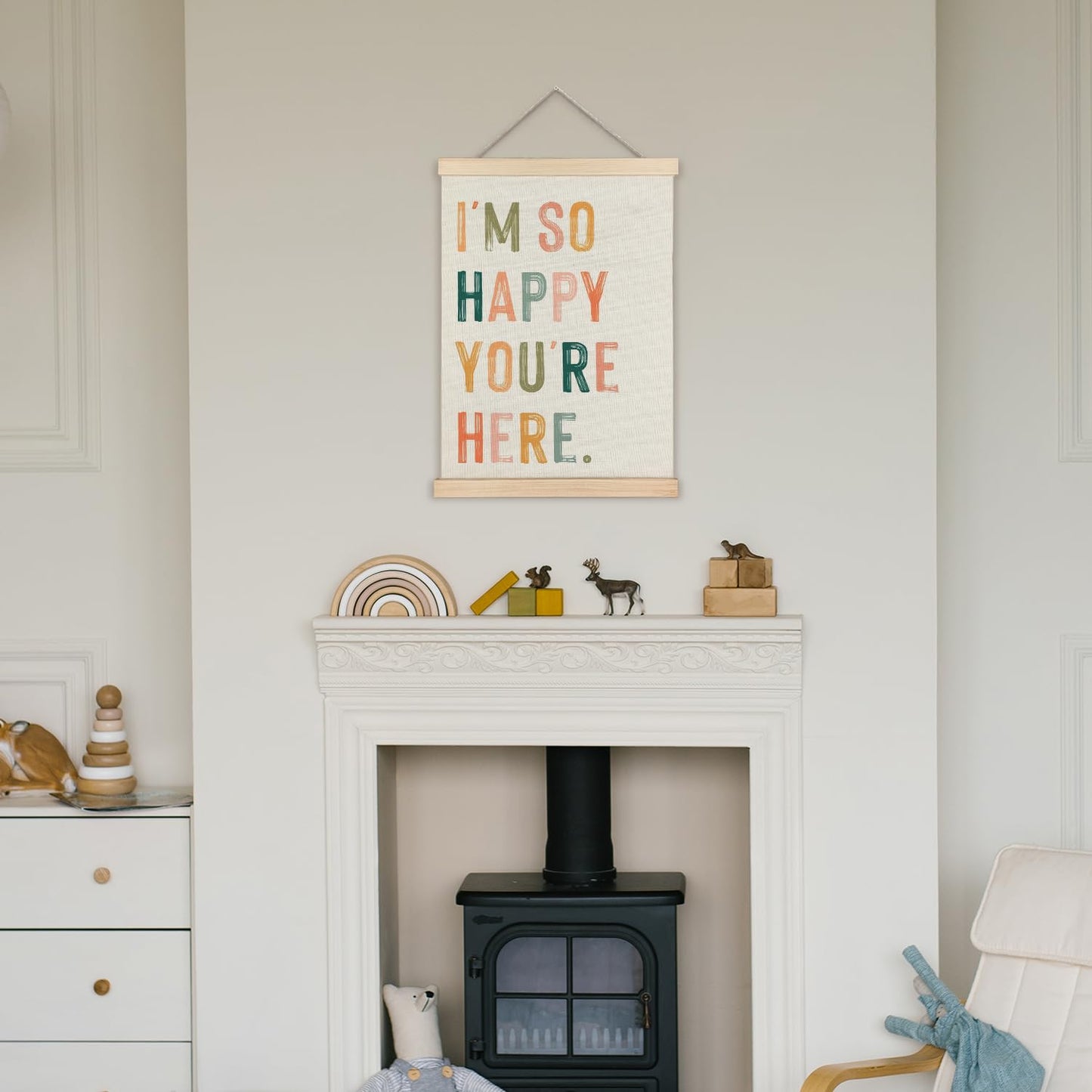 Supwhd Boho Classroom Decor, I'm so Happy You are Here Wall Art Poster, Inspirational Wall Decor, Boho Classroom Wall Art Poster for Classroom Playroom Kids Room Decor, 12x16 Inches