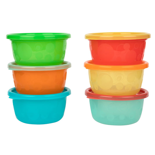 The First Years Take & Toss Toddler Bowls Set - Reusable Toddler Snack Cups - Toddler and Baby Snack Containers with Snap On Lids - Ages 9 Months and Up - 8 Oz - 6 Count