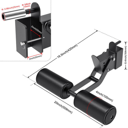 SELEWARE Nordic Hamstring Curl Squat Rack Attachment for 2x2 Power Rack with 5/8" or 1" Hole - Adjustable Leg Hold Down Attachment with Leather Surface for Home Gym Workouts