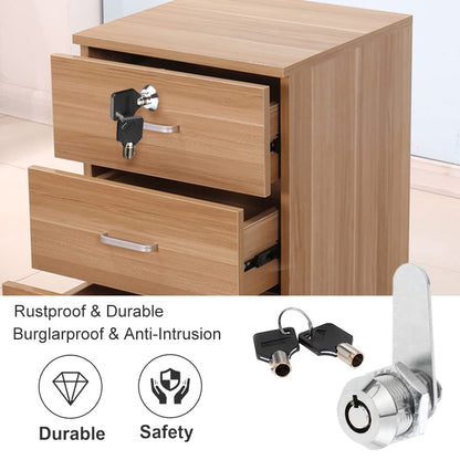 Thread Tubular Cam Lock 16mm Zinc Alloy Security Drawer Cam Cylinder Lock with 2 Keys for Door Mailbox Cabinet Cupboard Letterbox Silver