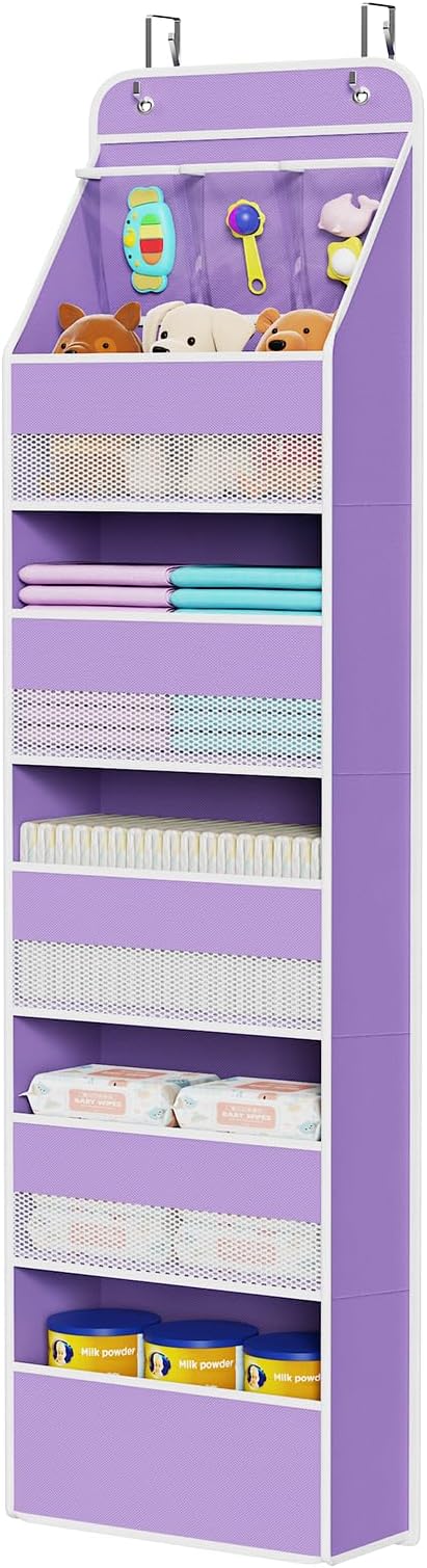 Univivi 6-Shelf Over Door Hanging Organizer Fabric Baby Door Storage