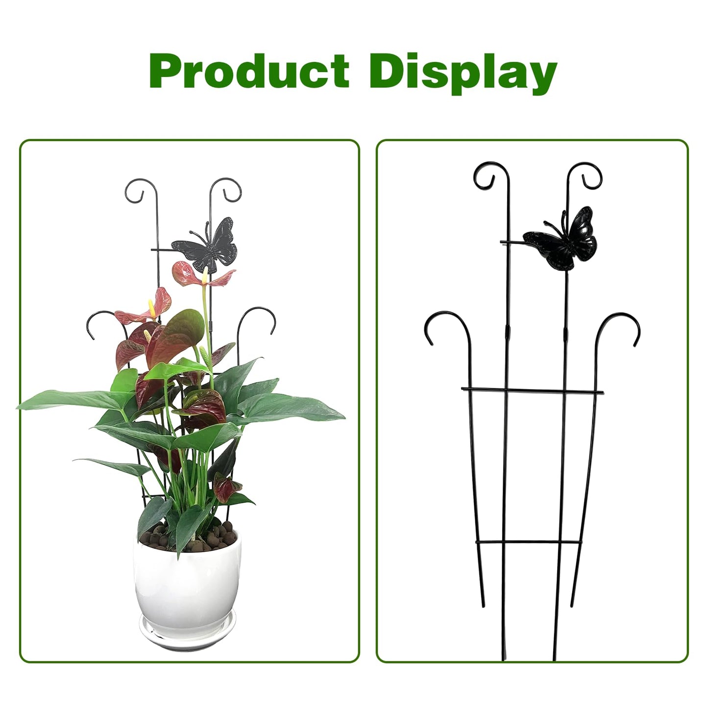 CHOUYUHE 23 Inch Plant Trellis for Potted Plants, Sturdy Metal Houseplant Trellis for Climbing Plants Indoor Outdoor, Rust-Resistant Plant Support for Monstera Pothos Ivy, 2 Pack (2, 23inch)