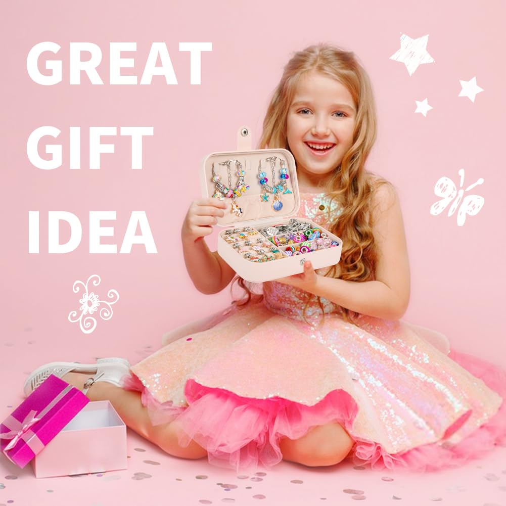 Sofier Charm Bracelet Making Kit for Girls Jewelry Box Jewelry Making Kit Gifts for Girls 4-12 DIY Craft Toys Birthday Christmas