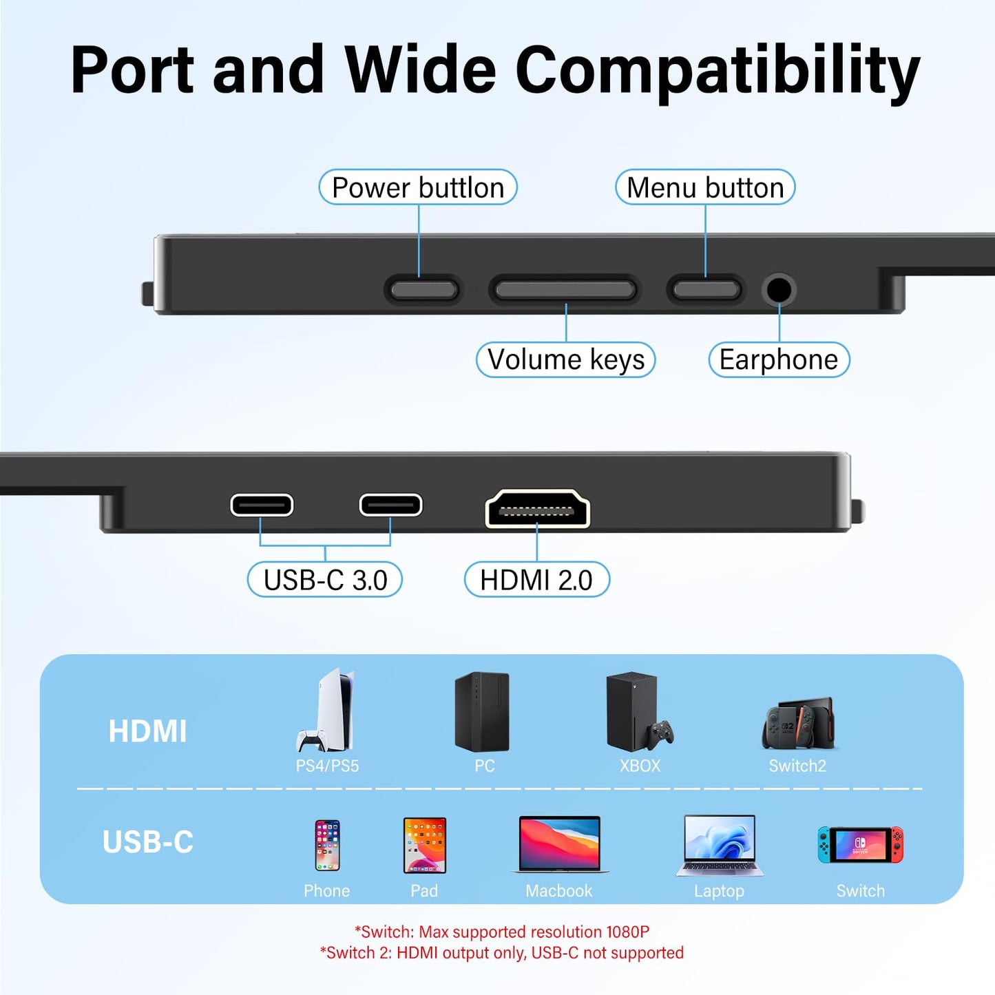 InnoView Portable Monitor Touchscreen 15.6" 1080P 10-Point Touch Screen Monitor Portable with Protective Sleeve Built-in Stand, 1200:1 HDMI USB C Travel Monitors for Laptop, PC, Phone