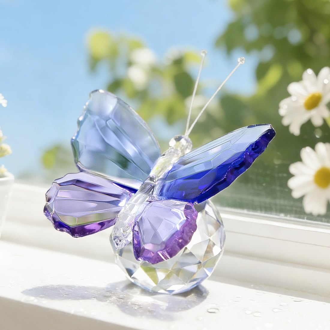 H&D HYALINE & DORA Crystal Cut Butterfly Animal Ornament Decoration for Office Table Home Bedroom