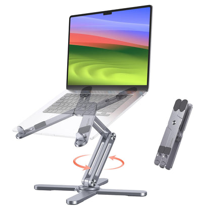 OMOTON 360° Rotating Laptop Stand Riser for Desk, Ergonomic Foldable Computer Stand Adjustable Height Angles for Collaborative Work, Easy Storage Fit Macbooks,All Laptops up to 16 inches, Silver