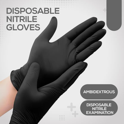 Black Nitrile Disposable Gloves - Latex-Free, Powder-Free, Pack of 1000, Strong and Puncture-Resistant, Medical, Food Handling, Tatoo Barber Shop Gloves (Large)