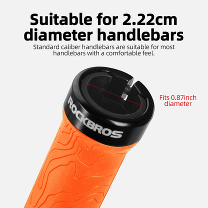 ROCKBROS Bike Handlebar Grips Double Lock-on Bicycle Handle Bar Grips Non-Slip Rubber Hand Grip for Road Urban Foldable Bike MTB BMX Scooter Orange