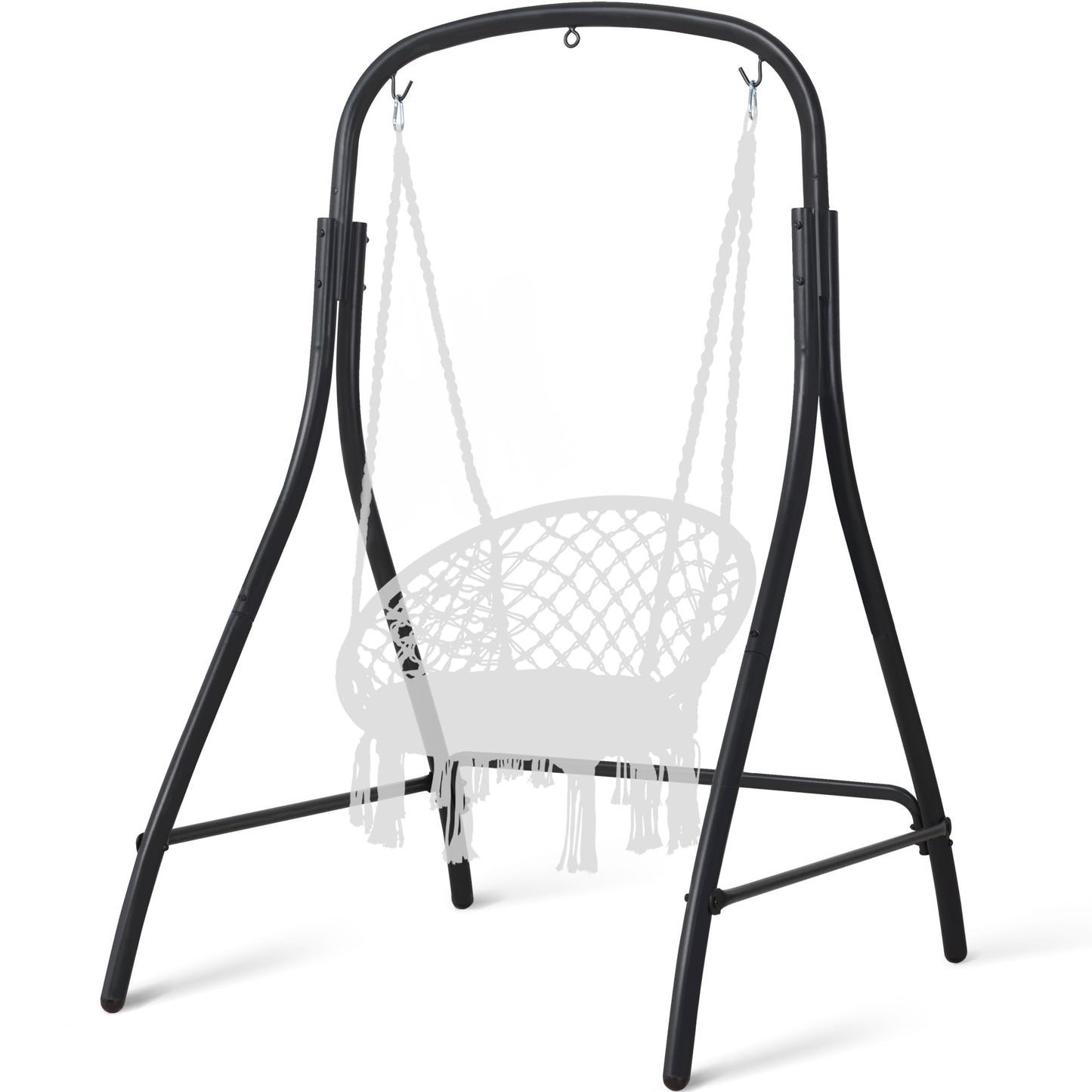 SUNCREAT Hammock Chair Stand, Heavy-Duty Steel Hammock Stand, 400 lbs Capacity, Adjustable Height, Dual-use Swing Stand for Outdoor Indoor, Hammock Chair not Included, Black