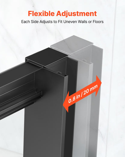 VEVOR Shower Enclosure, 36 in. D x 48 in. W x 79.1 in. H, Framed Sliding Shower Door with 1/4 in. Clear Tempered Glass, Complete Bathroom Alcove Stall with Non-Slip Base Kit & Triple-Sided Wall Panels