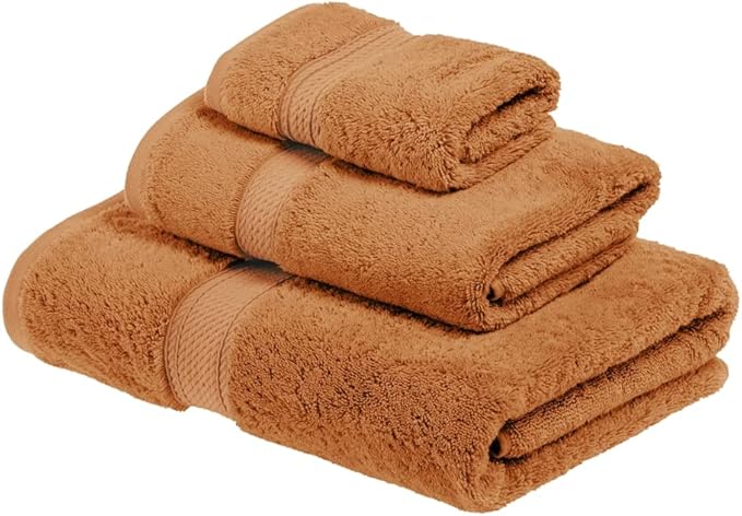 SUPERIOR Egyptian Cotton Pile 3 Piece Towel Set, Includes 1 Bath, 1 Hand