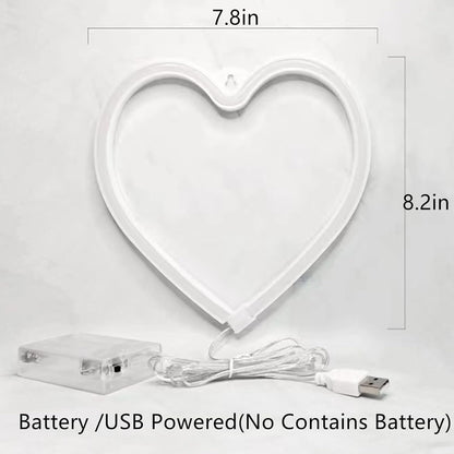 LED Neon Heart Sign,Love Hearts Neon Light for Girls Pink Room Bedroom Dorm Decor,USB or Battery Powered Heart Lamp for Wedding Valentine's Day Mother's Day Window Wall Decorations(1Pc Pink)