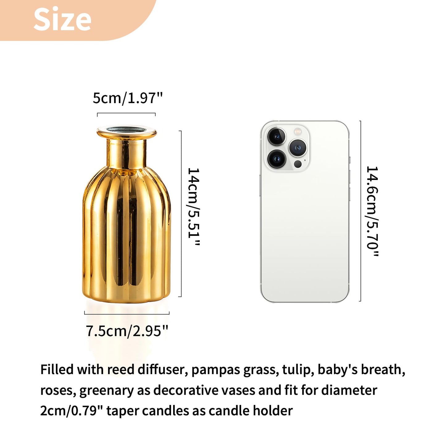 NUPTIO Bud Vases Small Gold: 12 Pcs Glass Vase Set in Bulk for Flowers - Mini Vintage Flower Bottle Single Vases for Wedding Table Centerpieces