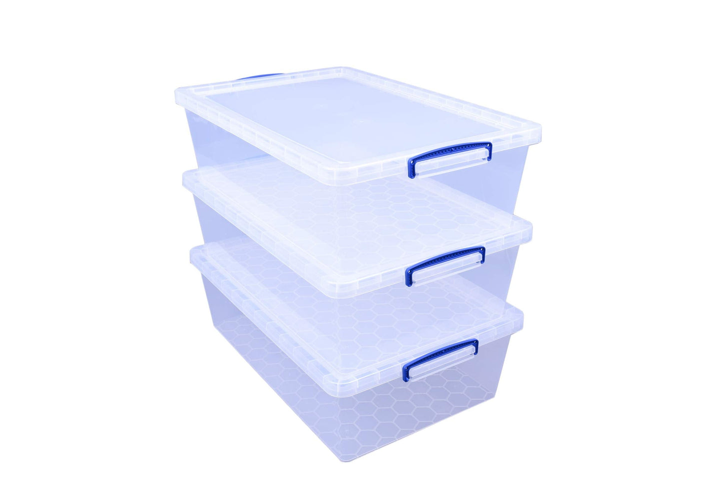 Really Useful Box Nestable Plastic Storage 43 Litre Clear (Pack of 3)