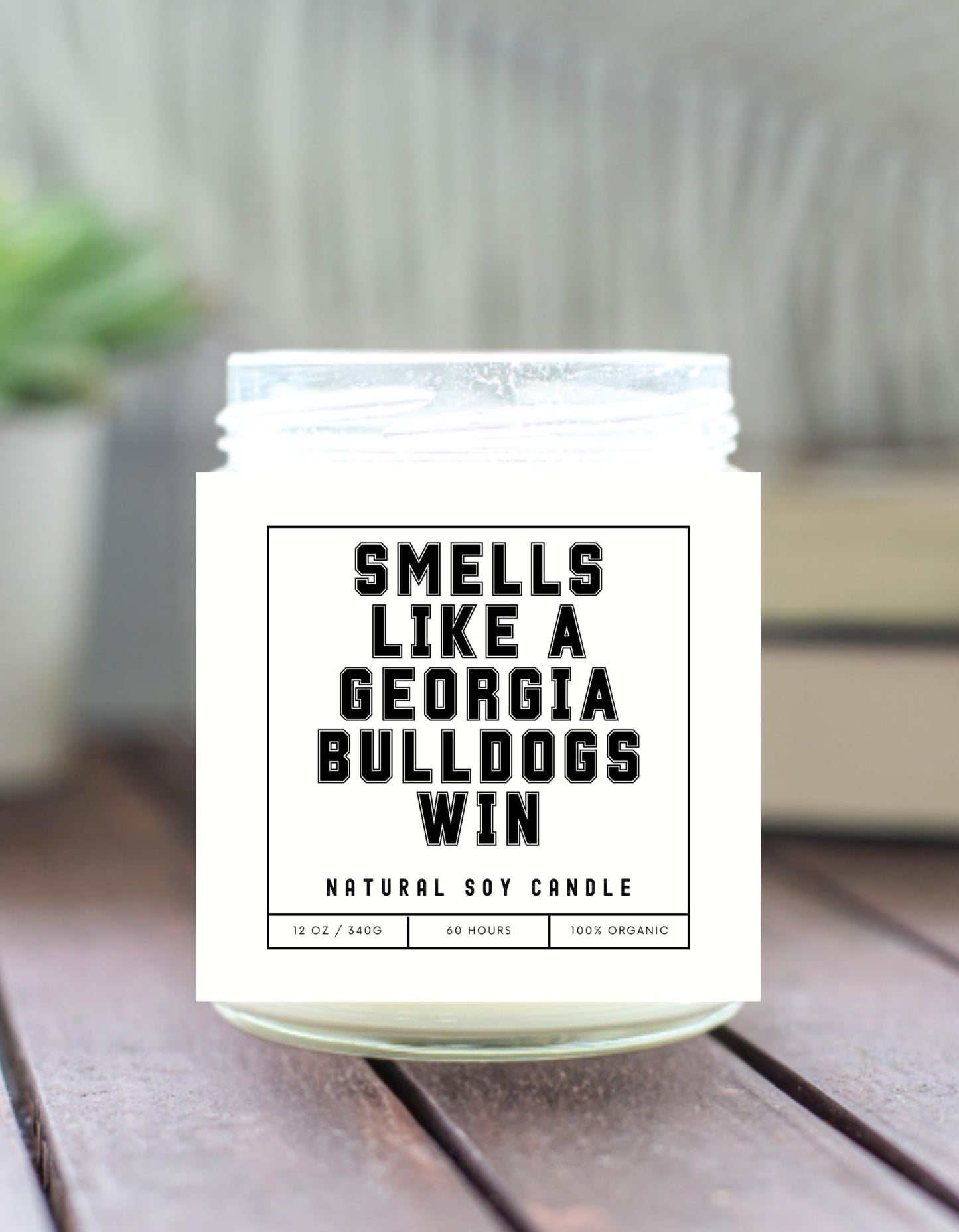 Smells Like A Georgia Bulldogs Win - Scented Soy Wax Candle (8.0 oz) 50-60 Hour Burn Time, Cotton Wick, Frosted White Glass Jar (Vanilla)
