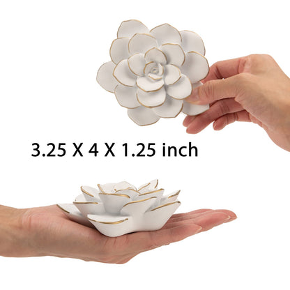 Guichifun Flower Wall Decor 3D Resin Succulent plants - Wall Hanging Decor Art Decor for Home Bedroom Living Room White Christmas Gift 3.25 X 4 X 1.25 Inch