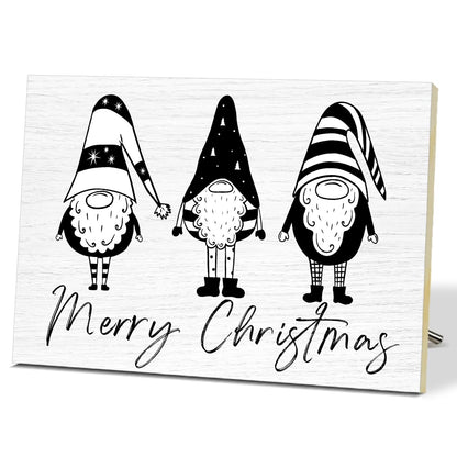 Santa Claus Merry Christmas Signs for Wall Decorations Wood Tabletop Decor for Table Desk Mantle Shelf Wall Art Party Kitchen - JK0392