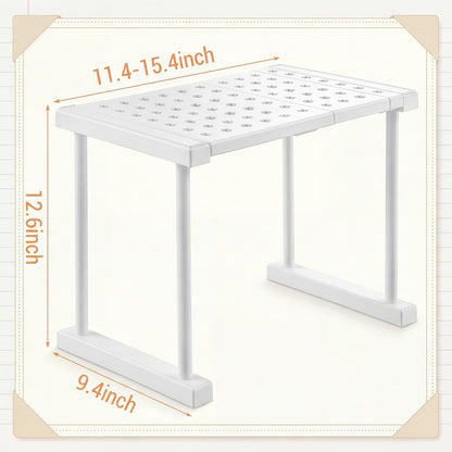 Colarr White Plastic Locker Organizer Shelf Adjustable to 11.4-15.4 Inches in Length for School Classroom Office Gym Lockers Home Storage