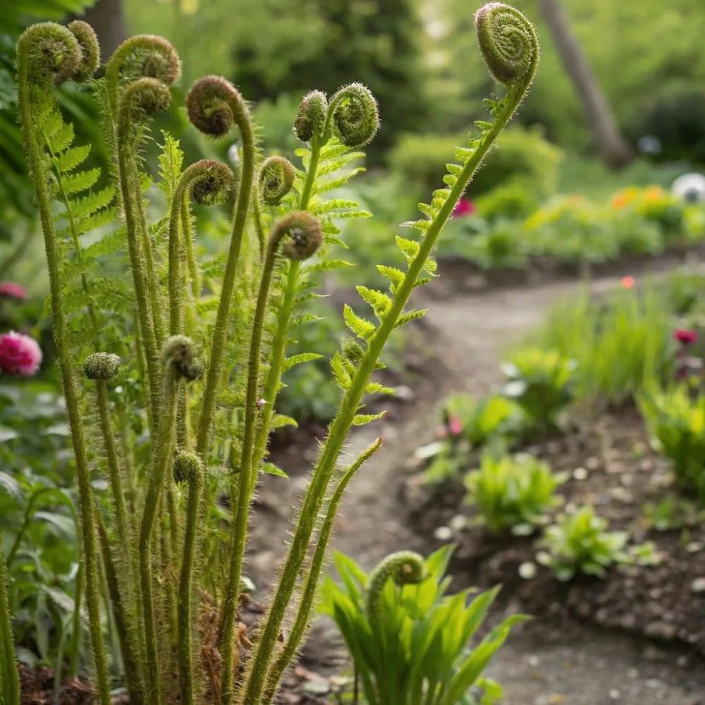10 Ostrich Ferns Live Plants Outdoor, Live Ferns for Outdoors, Hardy Perennial Fern Rhizomes Roots Bare Roots