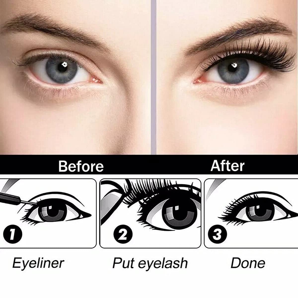 FEITA Upgraded Magnetic Eyelashes Kit with Eyeliner - 10 Pairs Magnetic False Lashes Natural Look with Applicator, 2 Tubes Magnetic Eyeliner - Easy to Apply & No Glue Needed
