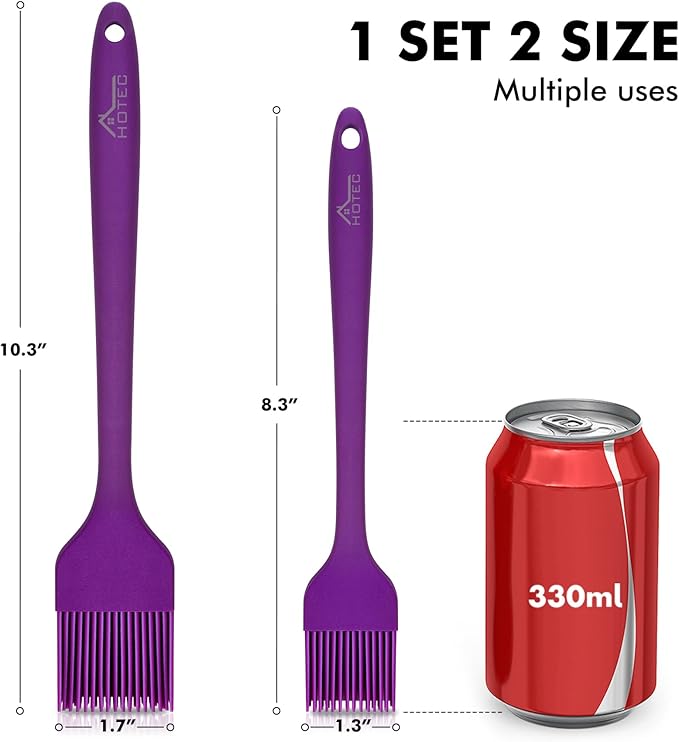 HOTEC Basting Brushes Silicone Heat Resistant Pastry Brushes Spread Oil Butter