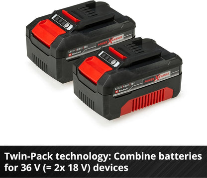 Einhell Power X-Change 18V, 4.0Ah Lithium-Ion Battery Twin Pack - 2 x 4,0Ah Batteries Universally Compatible With All Einhell PXC Power Tools And Garden Machines