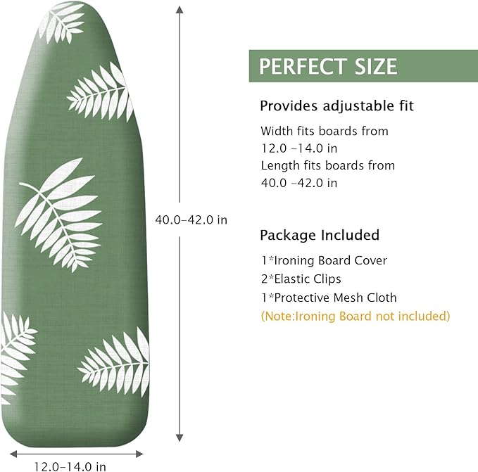 SheeChung 14x42 Inch Over-The-Door Ironing Board Cover and Pad, Cotton Cover