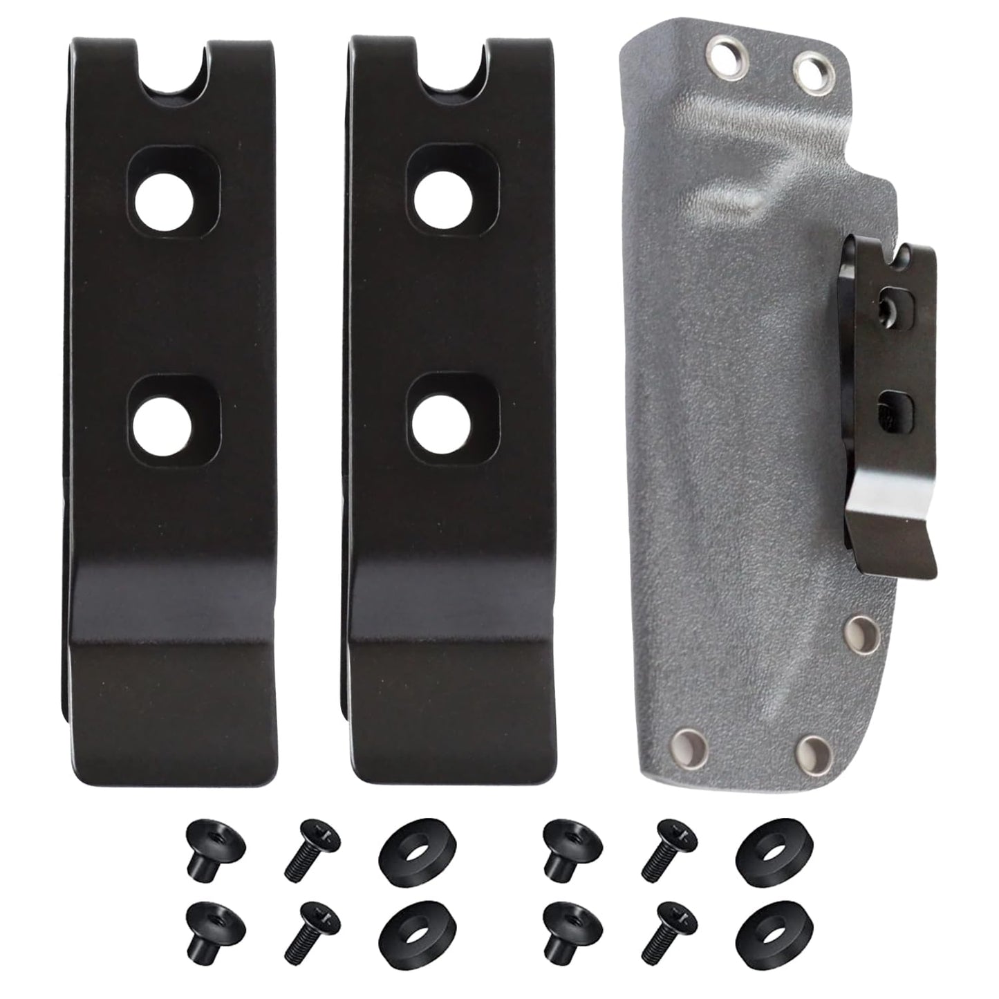 2-Pack Knife Sheath Belt Clip Holster Tactical Belt Buckle Kydex Belt Clip Universal Utility EDC Clip Camping Mag Pouches Sheath Tool with Screws for Holsters, Kydex Sheath, Metal Knife Clip