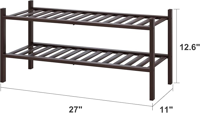 viewcare 2-Tier Shoe Rack for Entryway, Bamboo Shoe Rack for Closet, Free