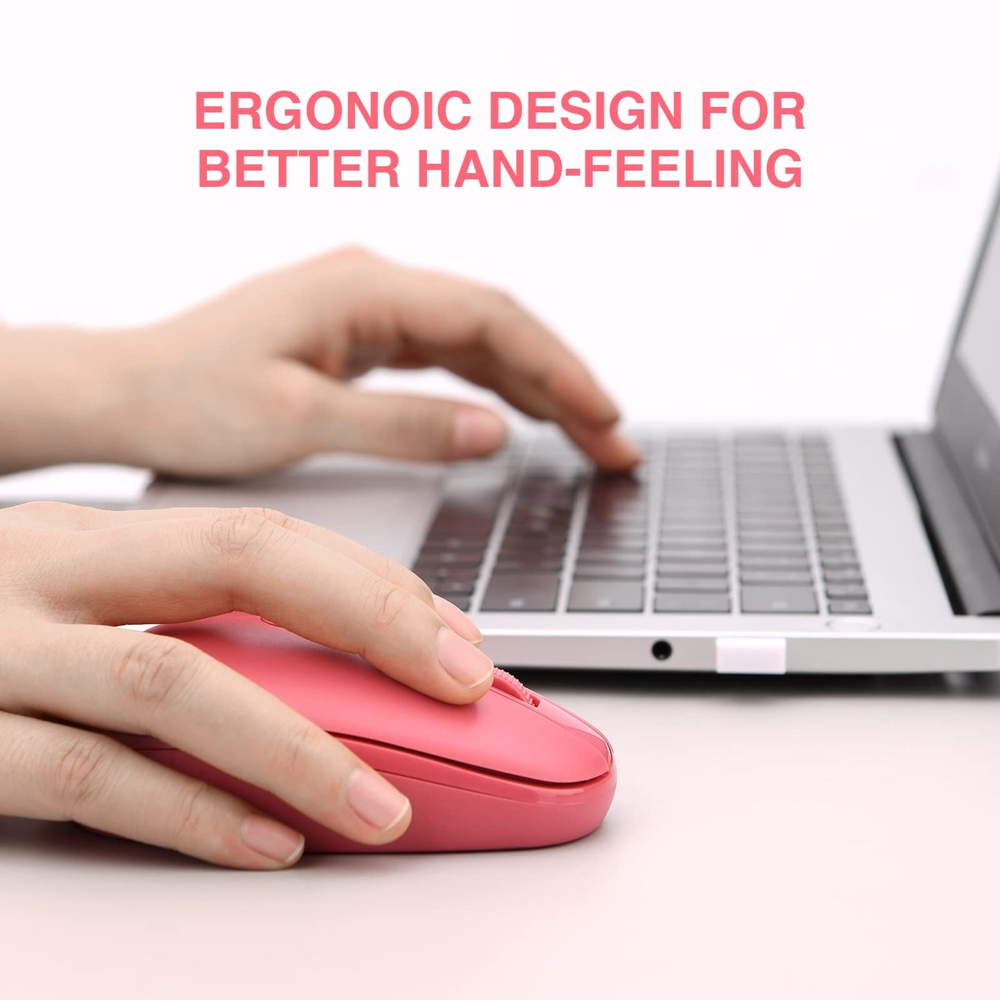 Rii Wireless Mouse RM700 2.4G Silent Mouse with USB Nano Receiver for Laptop,PC,Mac,Chromebook,Windows (Pink)