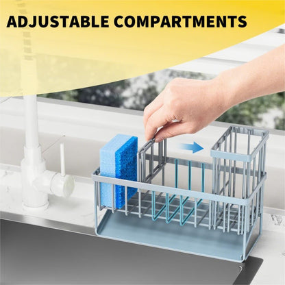 Cisily Kitchen Sink Caddy Organzier with High Brush Holder, Sponge Holder for Sink, 304 Rustproof Stainless, Kitchen Countertop Soap Dispenser Organizer, Kitchen Decor and Accessories