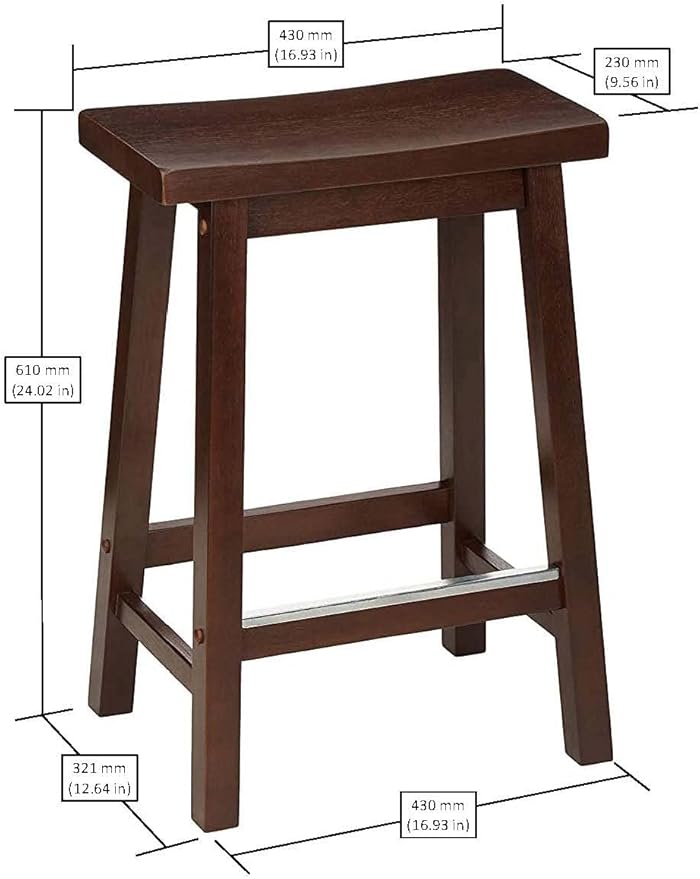 Amazon Basics Solid Wood Saddle-Seat Counter Height Bar Stools