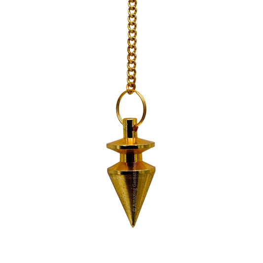 Amazing Gemstone Healing Metal Pendulums for Divination, Gold Cone Steel Copper Pendulum High Energy Pendulo de Bronce Pendulos de Mesa MP4