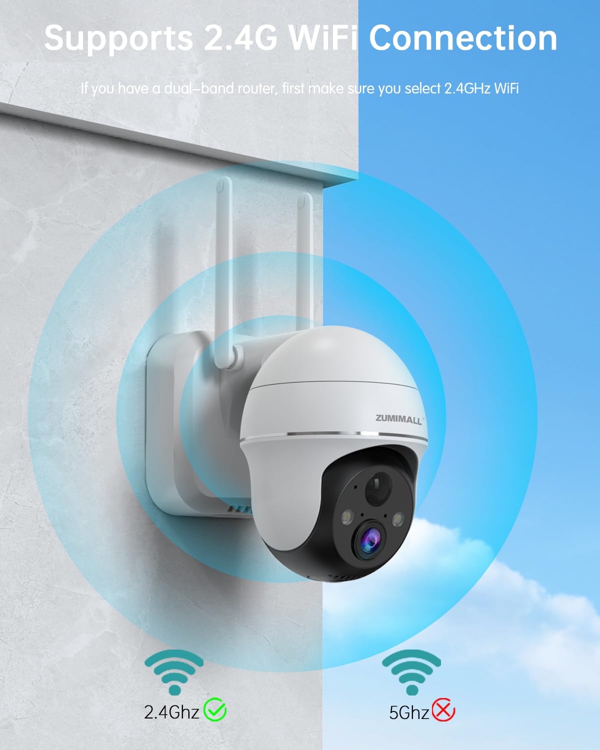 ZUMIMALL Security Cameras Wireless Outdoor, 360°View, 2K Battery Powered Cameras for Home Security, 3MP Color Night Vision, 2-Way Talk, IP66, AI Analysis, Cloud Storage, Alexa