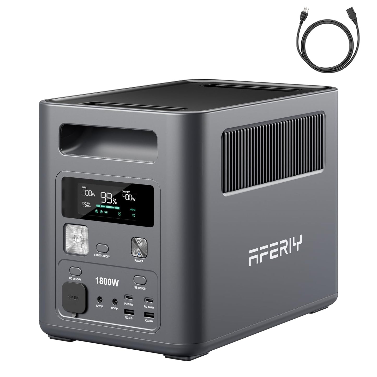 AFERIY Portable Power Station, 1024Wh LiFePO4 Solar Generator, 1800W(Peak 3600W) AC Output, Compact Lightweight Design, Fast Recharge for Home, Camping, RV, Outdoor Emergencies (Solar Panel Optional)